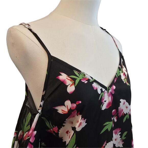 Womens Fliral Black long sleeeve Cold Shoulder Dress Sz 8 - Picture 3 of 8